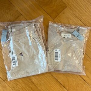 LOFT Beige Pajama Set with Snowflake Design